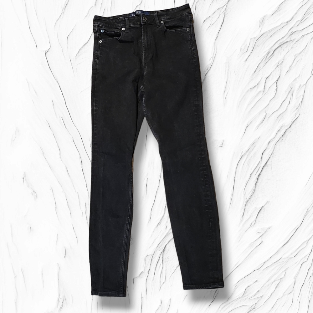 Gap Universal Leggin jeans womens sz 8/29LONG hi rise black stretch deniM